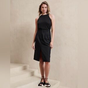 Banana republic linen blend button midi pencil skirt
